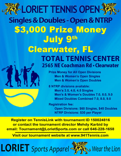 Loriet Open @ Total Tennis Center Clearwater, FL July 9th -10th