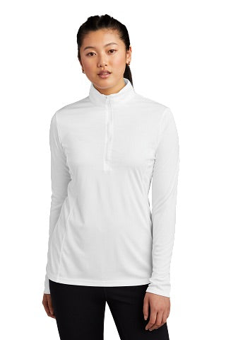 Ladies Quarter-zip Comfort Performance Pullover - White