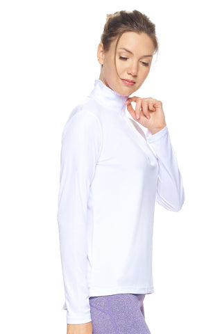 Ladies Quarter-zip Performance Pullover - White