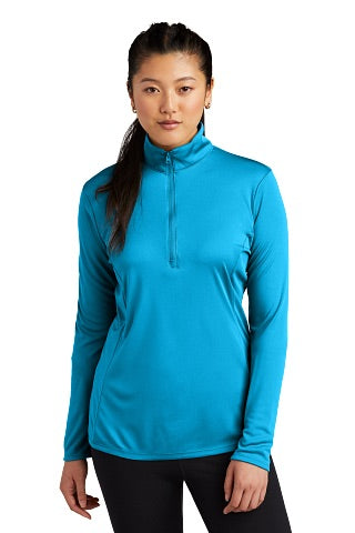 Ladies Quarter-zip Comfort Performance Pullover - Aqua